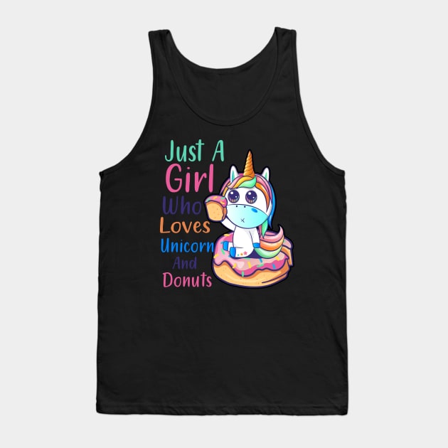 Just A Girl Who Loves Unicorn And Donuts Donut Day Tank Top by trendybestgift